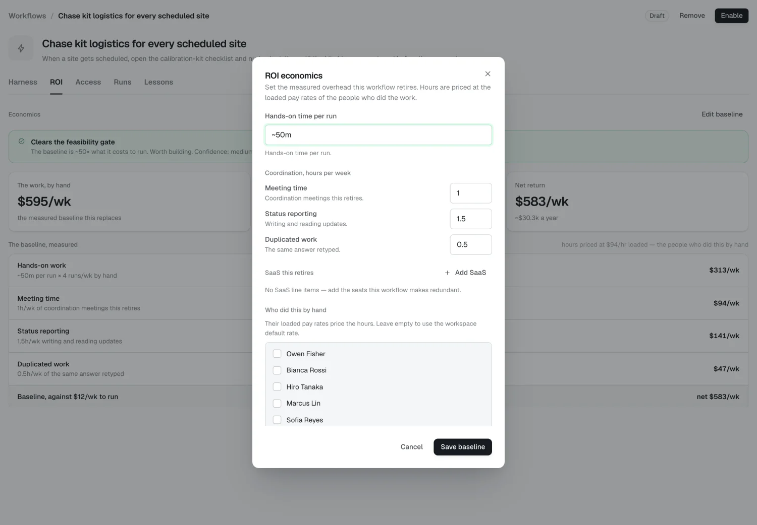The ROI baseline editor